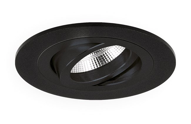 Venezia - Inbouwspot Zwart Rond - Kantelbaar - Voor 35mm Spots - 1 Lichtpunt - Ø 71mm