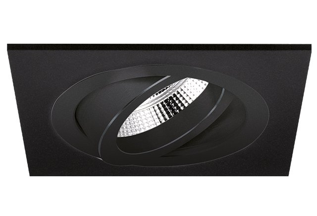 Torino - Inbouwspot Zwart Vierkant - Kantelbaar - 1 Lichtpunt - 93x93mm