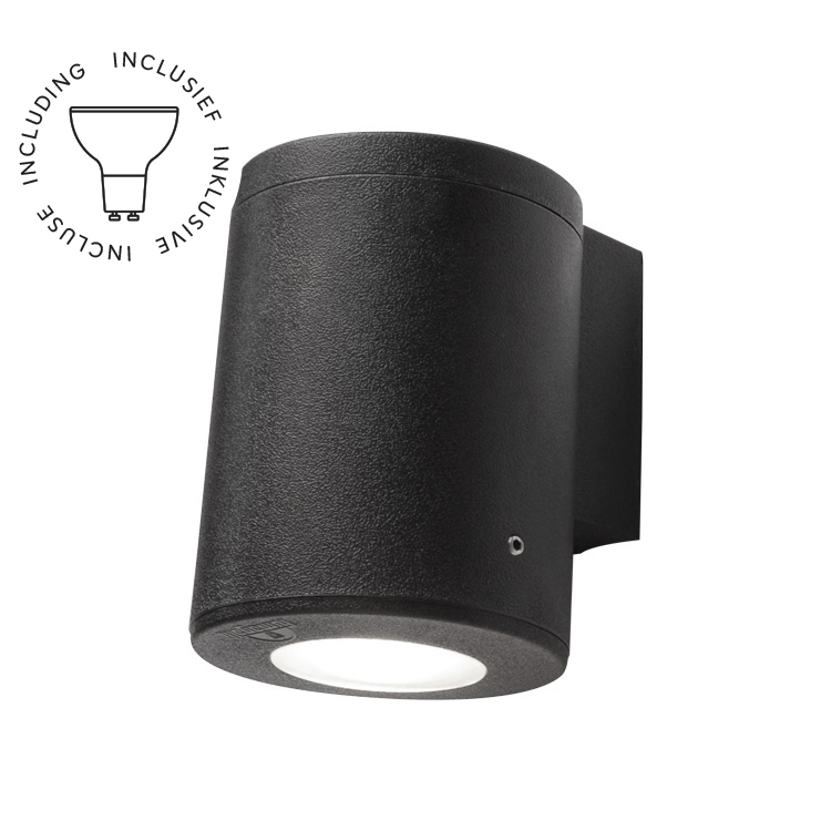 Wandlamp Franca down zwart diffuus glas GU10 3,5W 3000K IP55