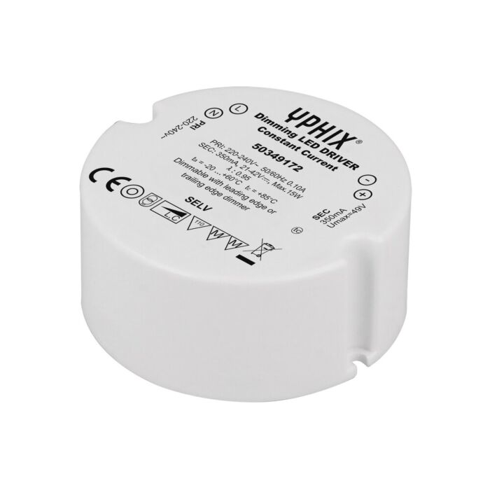 Yphix dimbare LED driver 350mA 21-42V Max. 15 Watt (IP65) | LEDdirect