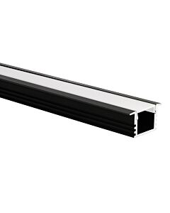 LED strip profiel Matera zwart (RAL 9005) hoog 5m (2 x 2,5m) incl. melkwitte afdekkap