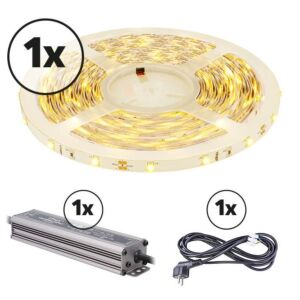 LED strip 5m complete set 12V 3000K IP20 150 SMD 3528 LEDS