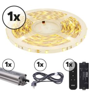 LED strip 5m complete set 12V 3000K IP20 dimbaar 150 SMD 3528 LEDS