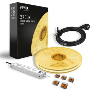 Complete LED Strip Set 5m extra warm-wit 2700K COB 480 led's  + 24V - 100W transformator