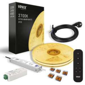 Complete dimbare LED Strip Set 5m extra warm-wit 2700K COB 480 led's incl. LED Dimmer, Afstandsbediening - 100W transformator