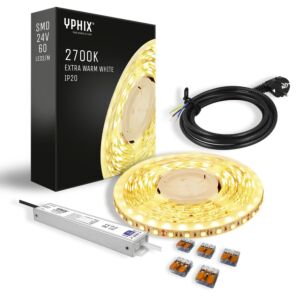 Complete LED Strip Set 5m extra warm wit 2700K - SMD 60 led's inclusief 24V - 100W transformator