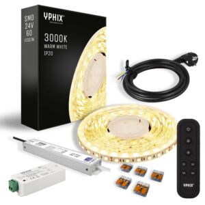 Complete dimbare LED Strip Set 5m warm wit 3000K - SMD 60 led's  + 24V - 100W transformator