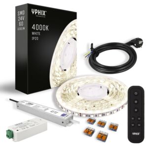 Complete dimbare LED Strip Set 5m wit licht 4000K - SMD 60 led's  + 24V - 100W transformator
