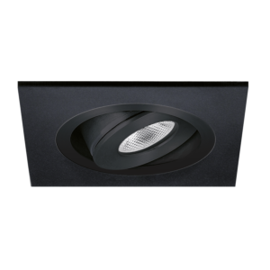 LED inbouwspot Alba vierkant 3W 2700K zwart IP65 dimbaar kantelbaar