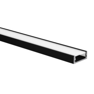 LED strip profiel Felita zwart (RAL 9005) extra laag 1m incl. melkwitte afdekkap
