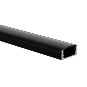 LED strip profiel Potenza zwart (RAL 9005) laag 1m incl. zwarte afdekkap