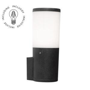 Wandlamp Amelia zwart diffuus glas E27 8,5W 2700-4000-6500K IP55