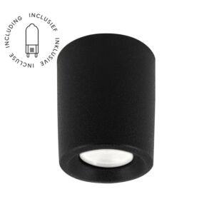 Opbouwspot Livia zwart rond IP55 diffuus glas incl. G9 1,7W 3000K