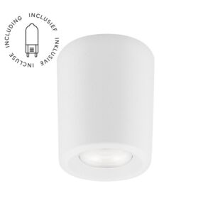 Opbouwspot Livia wit rond IP55 diffuus glas incl. G9 1,7W 3000K