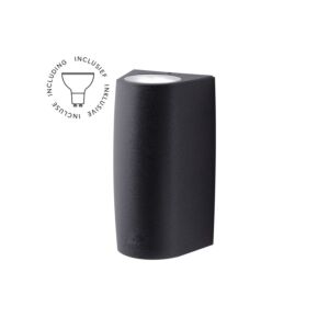 Wandlamp Marta 90 up and down zwart diffuus glas 2 x GU10 3,5W 2700K-4000K IP55
