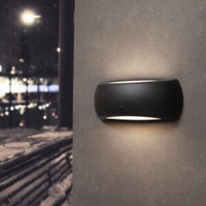 Wandlamp Francy zwart IP66 melkwit glas incl. E27 6W 2700K