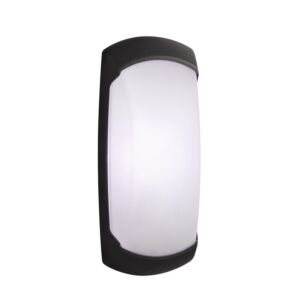 Wandlamp Francy-op zwart met sensor melkwit glas E27 IP66