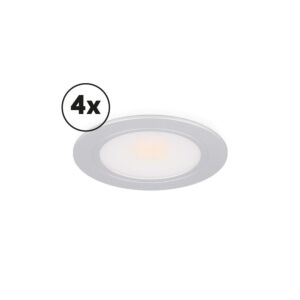 LED kastverlichting complete set Novello inbouw en opbouw 4 x 3W 2700K aluminium dimbaar 12V DC