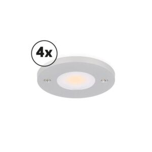 LED kastverlichting complete set Livo opbouw 4 x 3W 2800K aluminium dimbaar 12V DC