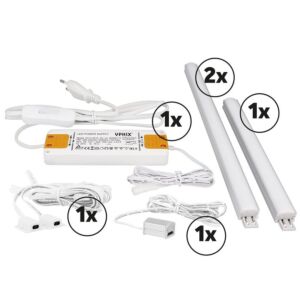 LED kastverlichting complete set opbouw 12W 3000K aluminium dimbaar 24V DC 2 deurs