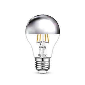 E27 LED kopspiegel lamp Capella A60 4,5W 2700K dimbaar zilver