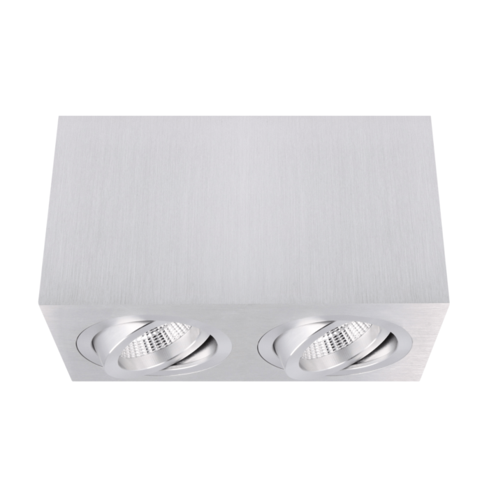 Opbouwspot Palermo aluminium vierkant dubbel kantelbaar
