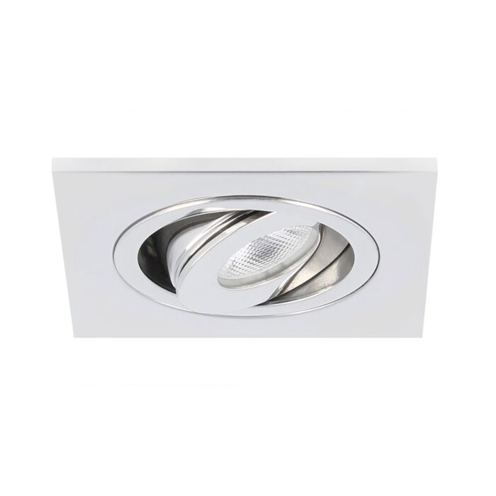 LED inbouwspot Alba vierkant 3W 2700K RVS IP65 dimbaar kantelbaar