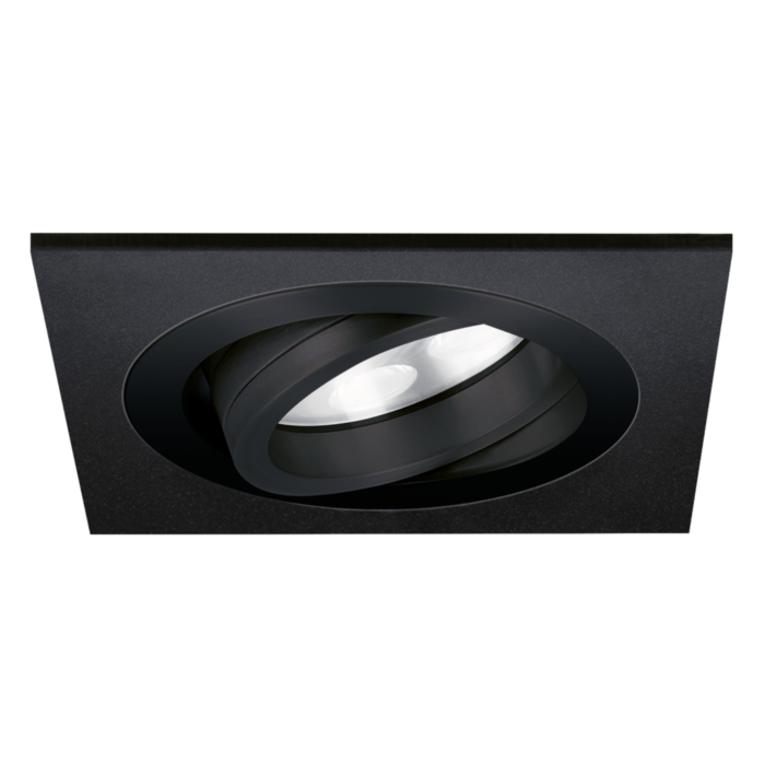 LED inbouwspot Lecco vierkant 5W 2700K zwart IP65 dimbaar kantelbaar