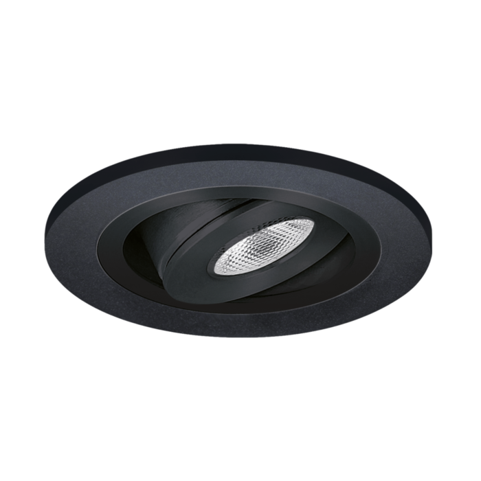 LED inbouwspot Monza rond 3W 2700K zwart IP65 dimbaar kantelbaar