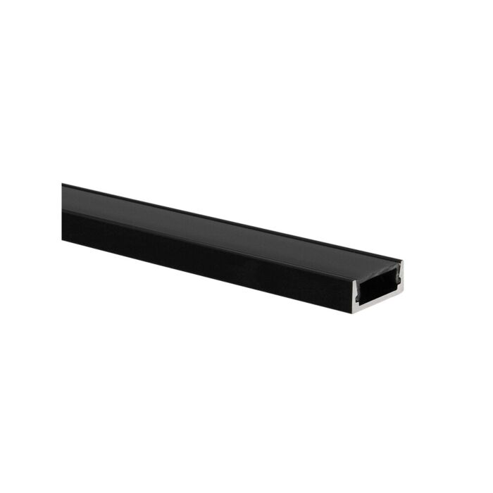 LED strip profiel Felita zwart (RAL 9005) extra laag 5m (2 x 2,5m) incl. zwarte afdekkap