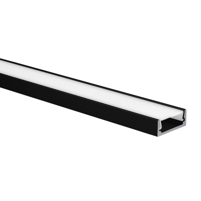 LED strip profiel Felita zwart (RAL 9005) extra laag 5m (2 x 2,5m) incl. melkwitte afdekkap