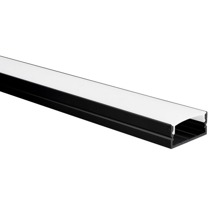 LED strip profiel zwart 5m (2 x 2,5m) aluminium Senisa – 18x8 mm binnenmaat – incl. melkwitte afdekkap