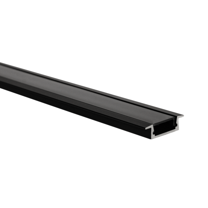 LED strip profiel Matera zwart (RAL 9005) laag 5m (2 x 2,5m) incl. zwarte afdekkap