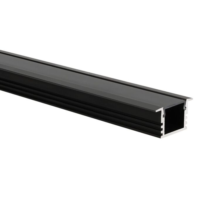 LED strip profiel Matera zwart (RAL 9005) hoog 5m (2 x 2,5m) incl. zwarte afdekkap