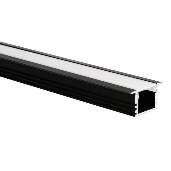 LED strip profiel Matera zwart (RAL 9005) hoog 5m (2 x 2,5m) incl. melkwitte afdekkap