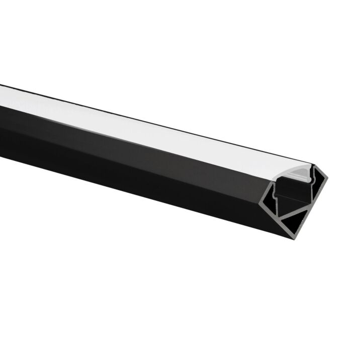 LED strip profiel Tarenta zwart hoek 1m incl. melkwitte afdekkap