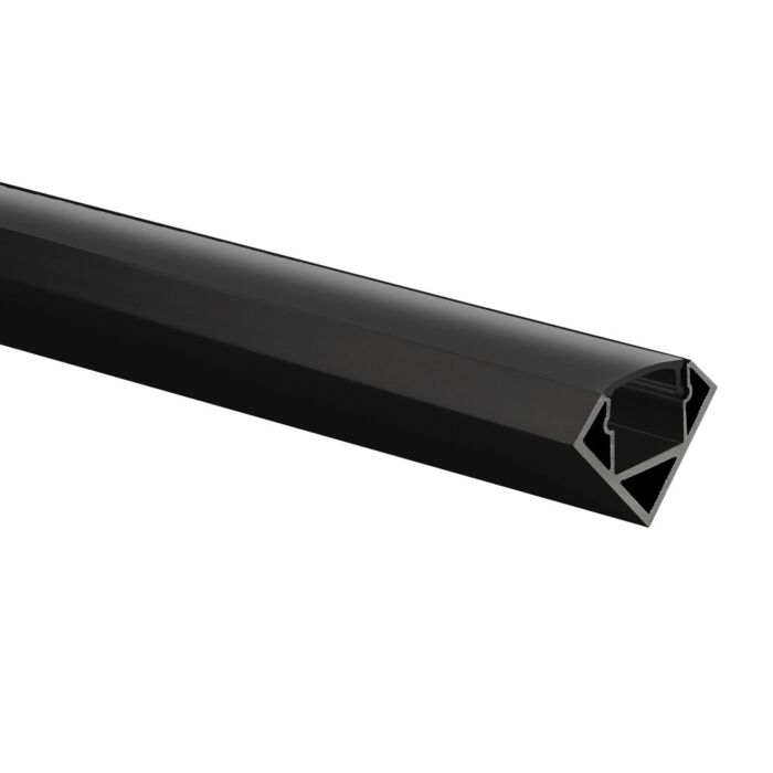 LED strip profiel Tarenta zwart hoek 5m (2 x 2,5m) incl. zwarte afdekkap