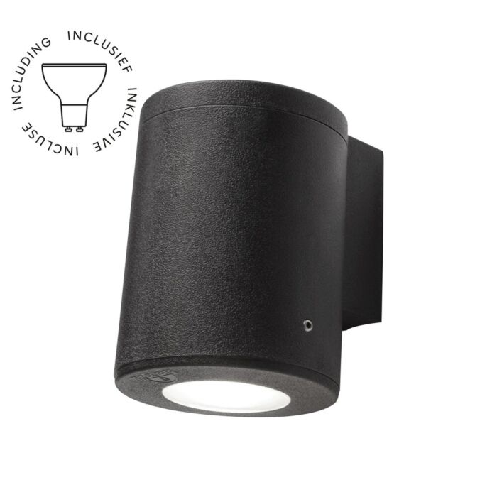 Wandlamp Franca down zwart IP55 diffuus glas incl. GU10 3,5W 2700-4000K IP55