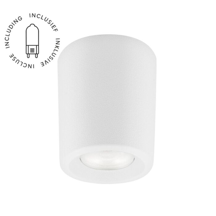 Opbouwspot Livia wit rond IP55 diffuus glas incl. G9 1,7W 3000K