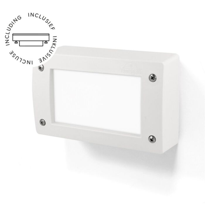 Wandlamp Extraleti wit IP66 melkwit glas incl. GX53 3W 3000K