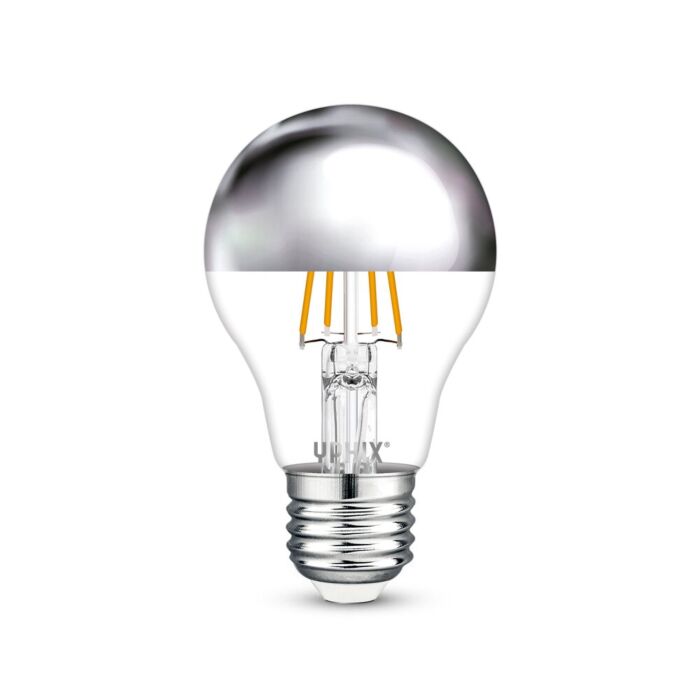 E27 LED kopspiegel lamp Capella A60 4,5W 2700K dimbaar zilver