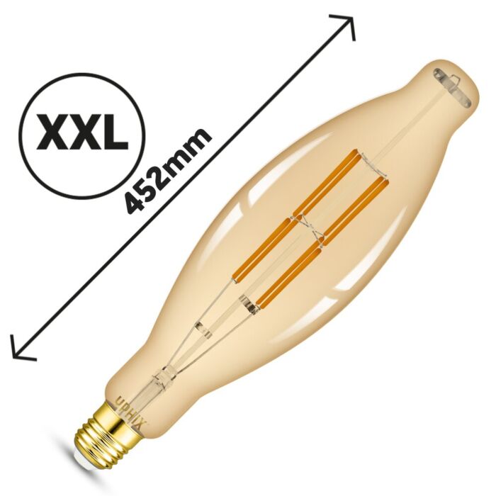 E27 LED filament lamp XXL lang gold 8W 2200K dimbaar