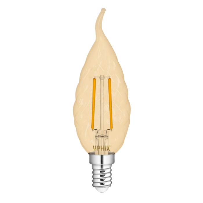 E14 LED filament kaarslamp Polaris BA35 amber 2,5W 2200K