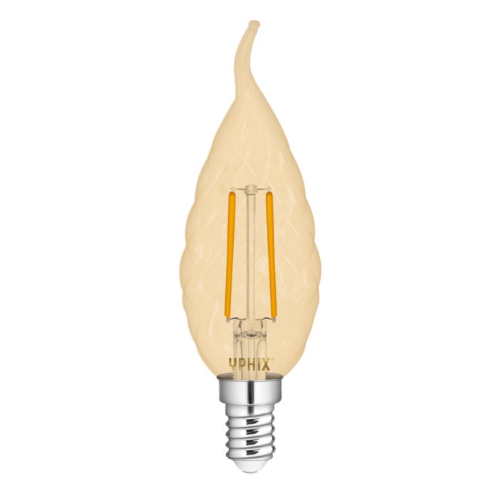Reisbureau Artefact Aangenaam kennis te maken E14 kaarslamp LED filament Polaris Twisted Gold 2,5 Watt BA35, (vervangt  17W) | LEDdirect