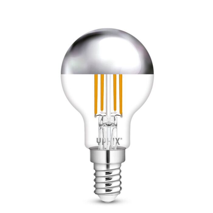 E14 LED kopspiegellamp Capella G45 zilver 4,5W 2700K dimbaar