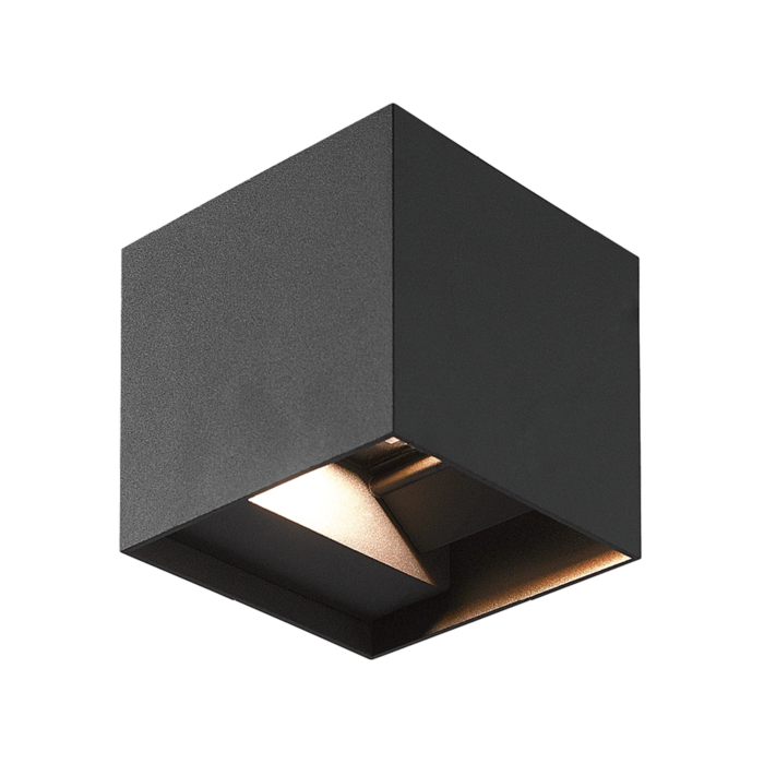 LED Wandlamp Aspen - 12W Zwart vierkant - Instelbare Lichtkleur - Binnen- & Buiten - IP65 