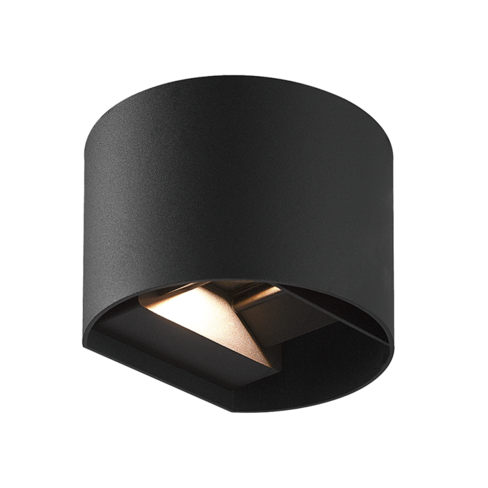 LED Wandlamp Aspen - 12W Zwart rond - Instelbare Lichtkleur - Binnen- & Buiten - IP65 