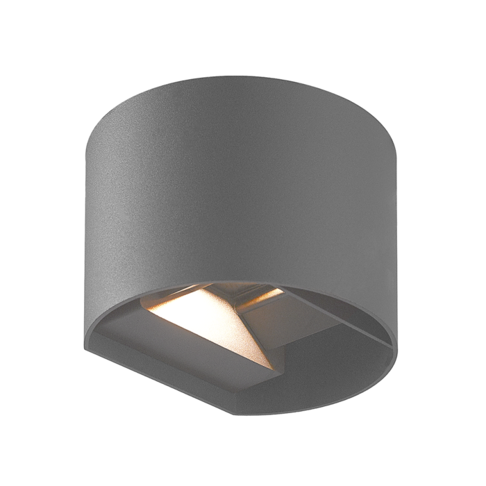 LED Wandlamp Aspen - 12W Grijs rond - Instelbare Lichtkleur - Binnen- & Buiten - IP65