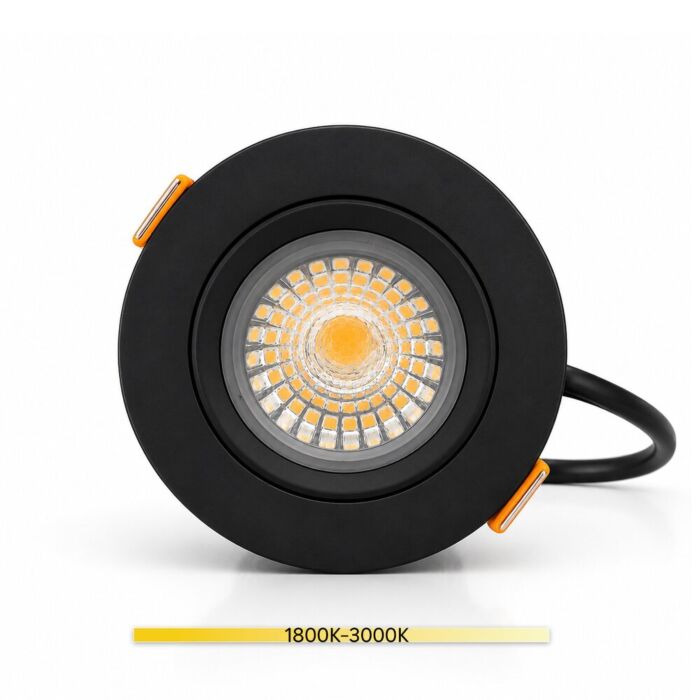 LED Inbouwspot Parma Zwart 6W 435 lumen | dimbaar & kantelbaar | Dim-to-Warm 1800K-3000K | IP54