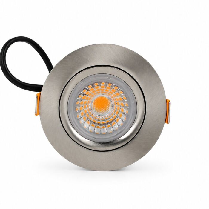 LED inbouwspot Parma geborsteld aluminium 6W 495 lumen | dimbaar en kantelbaar | extra warm wit | IP54